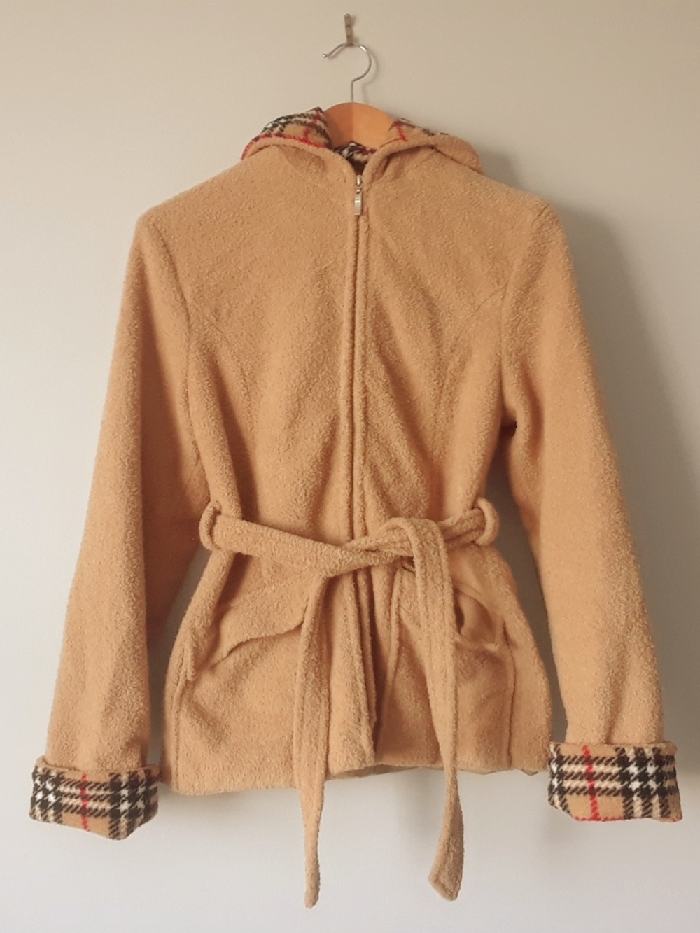 Vintage SANDRO Belted Jacket Burberry Print S